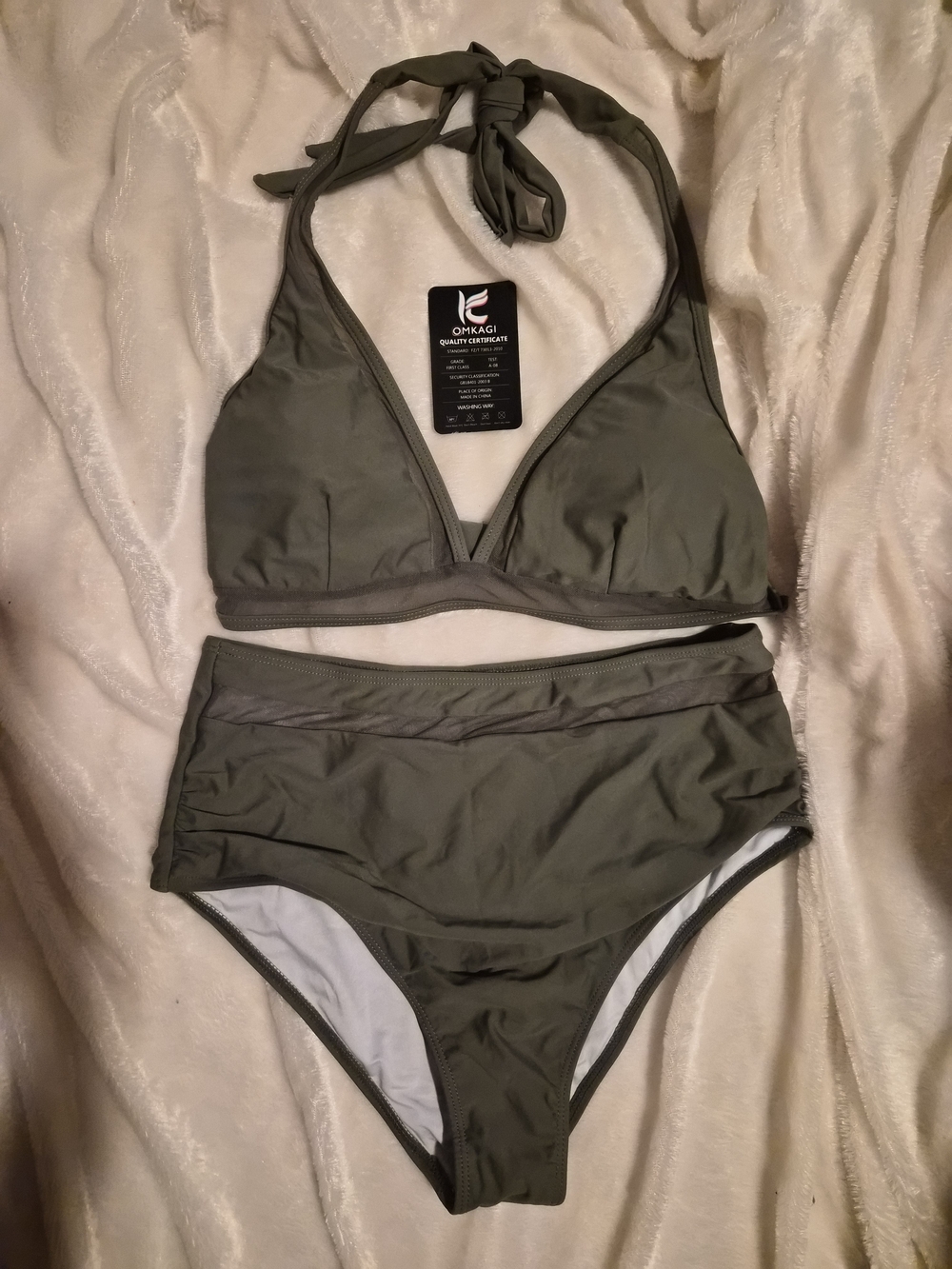 NWT Army Green High Waisted Bikini Set Size Large